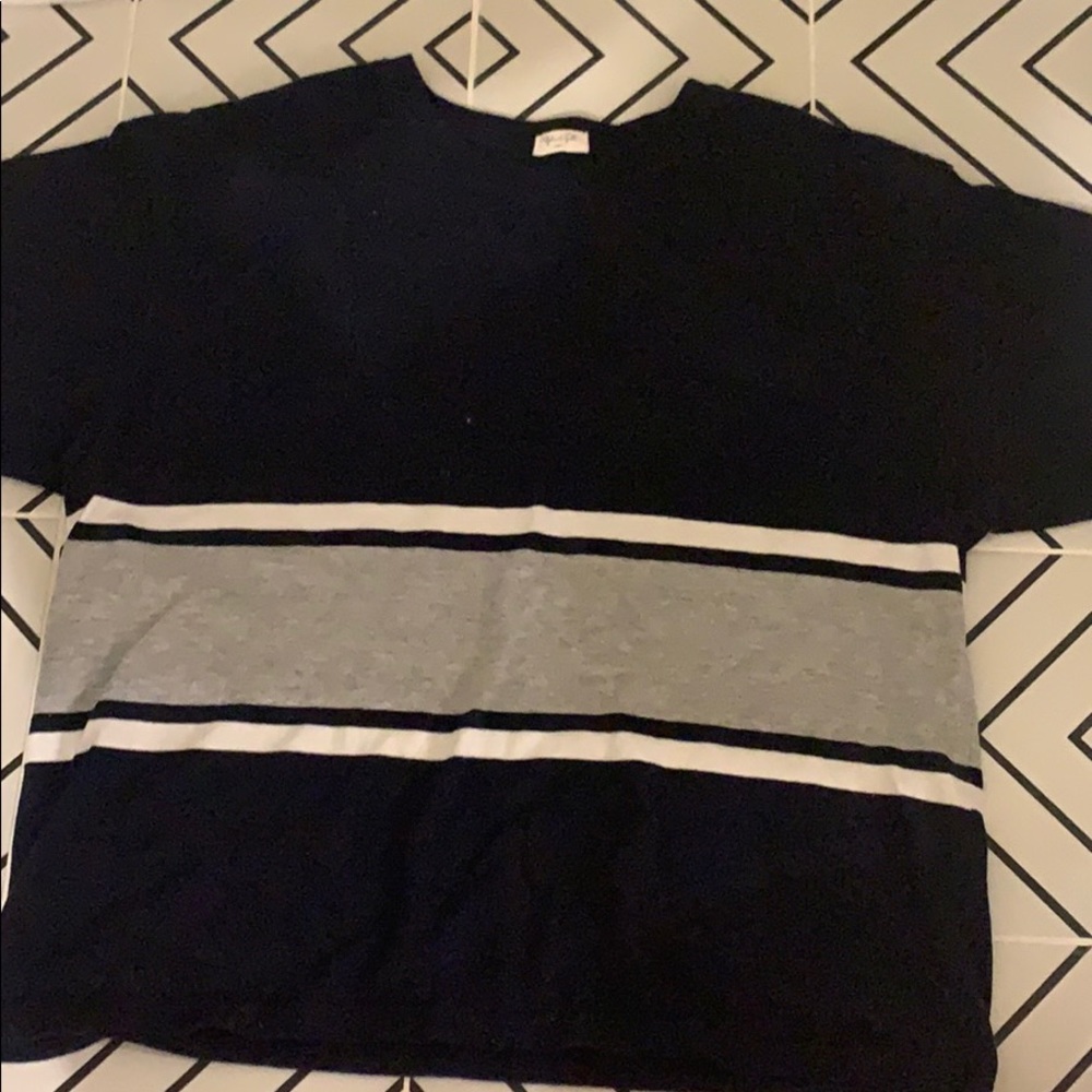 Brandy Melville Navy top with white & gray stripes